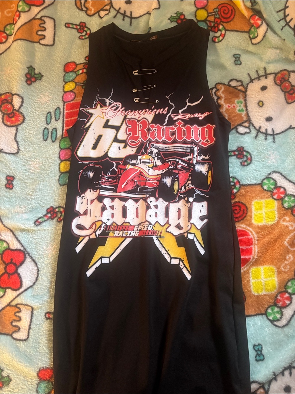 Black Racing Graphic Dress